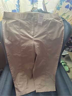 Chico's Stretch Pull-On Capri Pants in Light Taupe